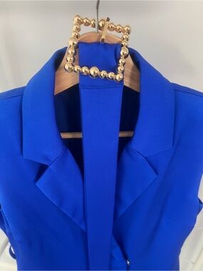 Sleeveless Vest & Wide-Leg Pant Suit in Cobalt Blue -